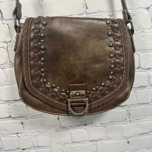 Montana West Handbags - Montana West Saddle Crossbody Brown Leather Purse